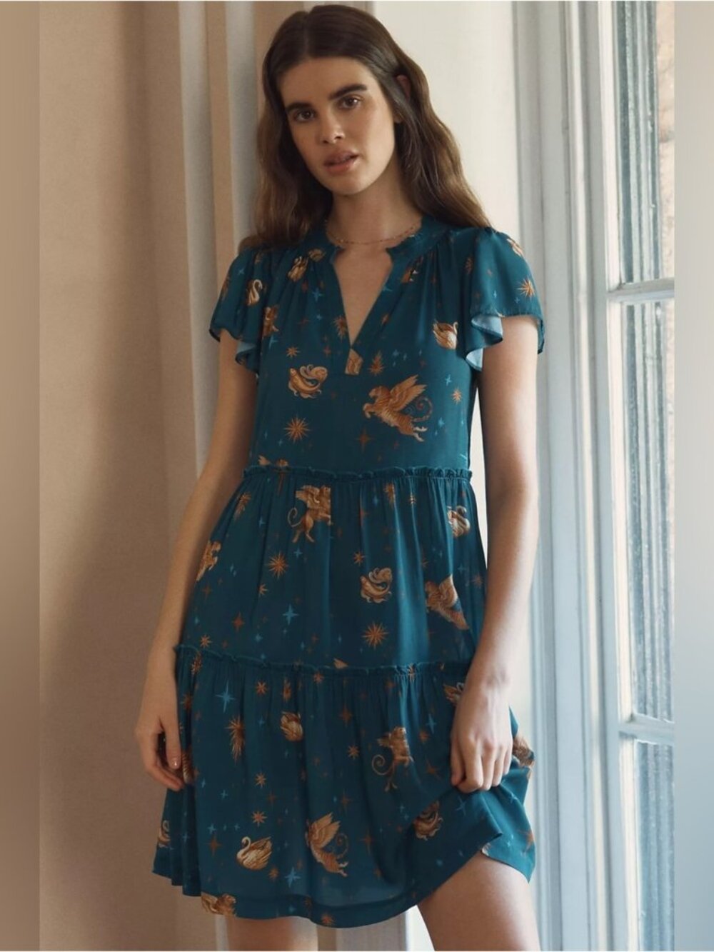 NWT Size XXS - By Anthropologie Ruffle Sleeve Dress (NWT US $98)